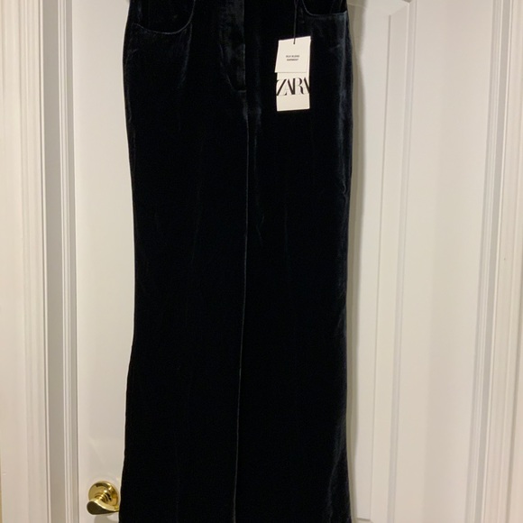 ZARA SILK BLEND Elegant Black Velvet Women's Dress Pants - Picture 12 of 13
